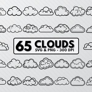Clouds SVG Bundle: Silhouette Cut Files, Clipart PNG (Digital Download)