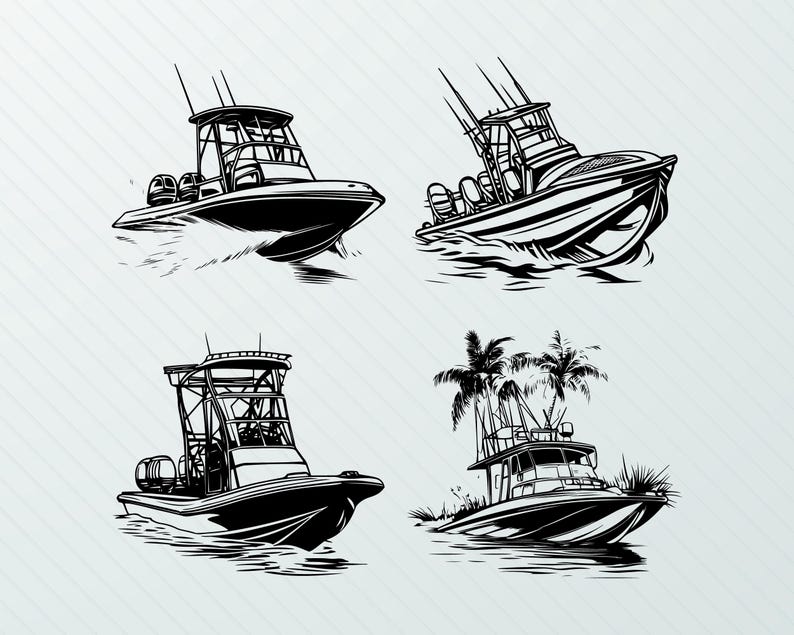 Airboat Vector Art: Silhouette Clipart, Decal Cut File (SVG, PNG) - Etsy