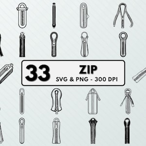 Zip Svg Png Bundle, Zip Silhouette, Zip Clipart, Zip Vector Decal, Zip Cut File, Zip Cricut, Zip Icon Logo, Zip Black-White, Zip Outline Set