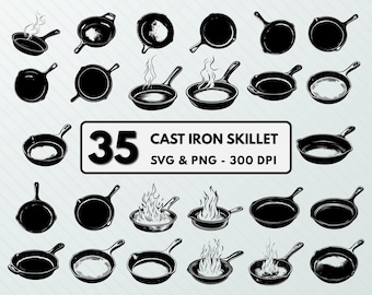 Cast Iron Skillet Clipart: SVG, PNG, Vector Cut Files