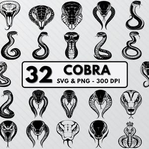 Cobra SVG Bundle: Snake Silhouette Cut File (PNG, Vector)