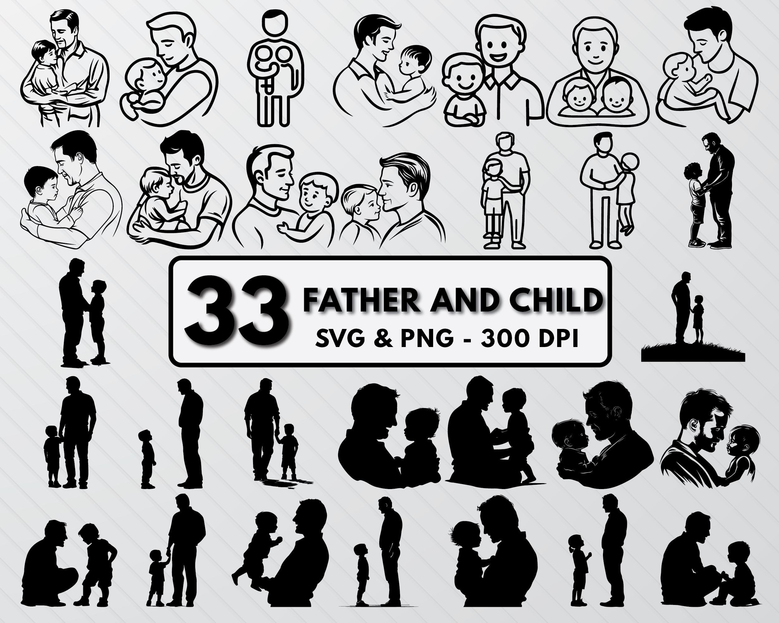 Father and Child Silhouette Svg, Father and Kids Svg Bundle, Father ...