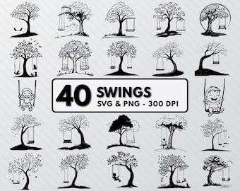 Swings Line Art: 40 SVG PNG Clipart Designs (300 DPI)