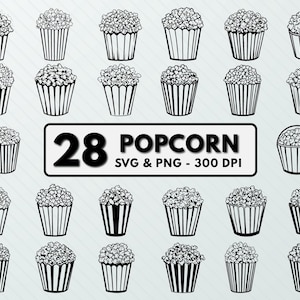 Popcorn Png, Popcorn Svg, Popcorn Cutout, Popcorn Design, Popcorn Logo, Popcorn Decal, Popcorn Outline, Popcorn Cut File, Popcorn Art, Files