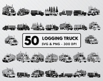 Logging Truck SVG Bundle: Trucker Vector Clipart (PNG, SVG)