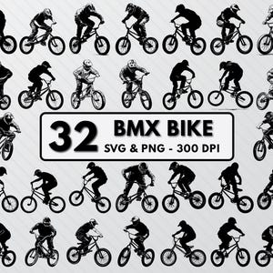 Silhouette vélo Bmx, BMX vélo Svg ensemble, BMX Clipart Png, BMX motard contour Svg, sticker vélo Bmx, vecteur Bmx, Svg silhouette vélo Bmx
