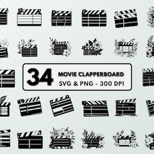 Movie Clapperboard SVG: Film Scene Clipart, Cricut Cut Files (Digital Download)