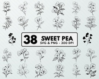 Sylwetka kwiatu groszku cukrowego: pliki do cięcia SVG, PNG