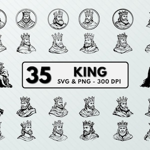 King Svg Png, King Clipart, King Silhouette, King Vector art, King Cut file, King Cricut, King Outline, King Decal, King File, Kings Leinart