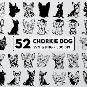 Chorkie Dog Silhouette, Chorkie Dogs Svg Bundle, Chorkie Puppies Png Clipart, Chorkie Decal Outline, Dogs Breed Vector Art, Chorkie Cricut
