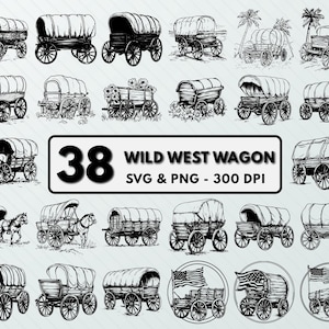 Clipart Far West Wagon : SVG, PNG, art vectoriel (téléchargement numérique)