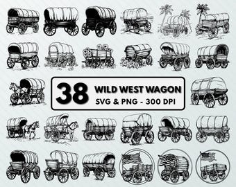Wild West Wagon Clipart: SVG, PNG, Vector Art (Digital Download)