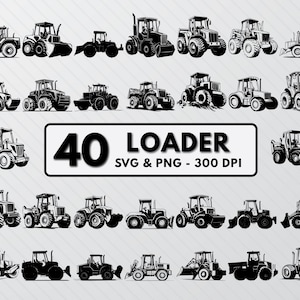 Front Loader Silhouette, Heavy Loader Svg Bundle, Loader Clipart Png Outline Svg, Loader Decal, Front End Loader Vector, Wheel Loader Icon