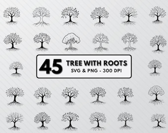 Tree With Roots SVG Bundle: Silhouette Clipart (PNG, SVG)