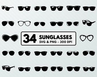 Sunglasses SVG Bundle: Eyewear Outline Clipart (Digital Download)