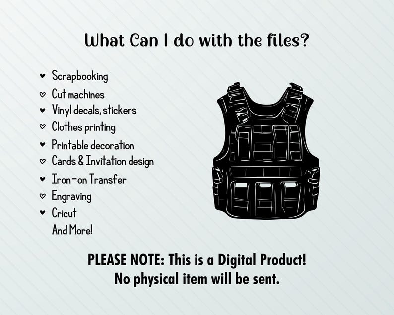 Bulletproof Vest Clipart: SVG PNG Bundle, Decal Vector (digital ...