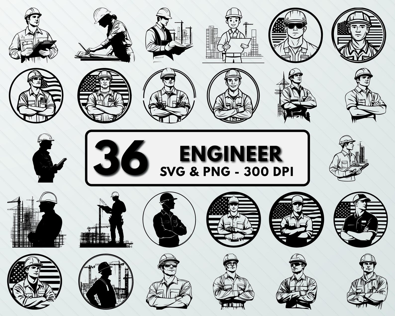 Engineer SVG Bundle: Clipart, Silhouette, Vector Art (digital Download ...