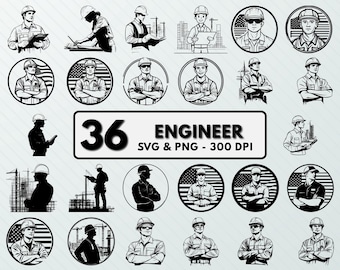 Engineer SVG Bundle: Clipart, Silhouette, Vector Art (Digital Download)