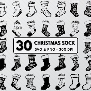Christmas Sock SVG Bundle: Holiday Stocking Clipart (PNG, Vector)