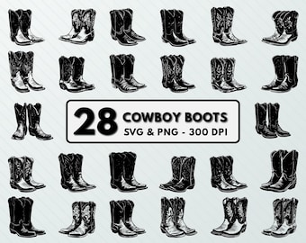 Cowboy Boots SVG PNG: Western Clipart, Vector Cut Files