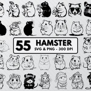 Hamster Silhouette Svg, Hamster Svg Cut File, Hamster Clipart, Hamster Outlines, Cute Hamster Png, Hamster Decal, Hamster Vector, Hamsters