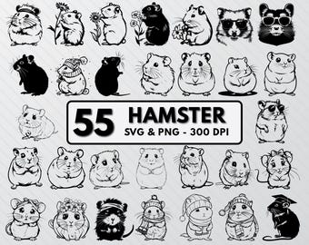 Hamster Silhouette SVG Clipart Bundle (58 Files)