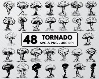 Tornado SVG Cut Files: Cyclone Silhouette Clipart (PNG, Vector)