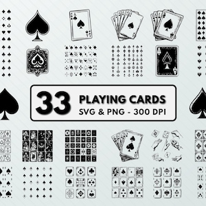 Playing Cards Svg Png Bundle, Playing Cards Clipart, Playing Cards Silhouette, Playing Cards Vector, Playing Cards Cut File, Cricut, Outline