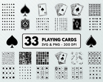 Playing Cards SVG PNG Bundle: Clipart Silhouette (300 DPI)