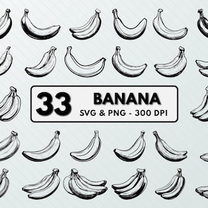 Banana Clipart: Vector Art, Silhouette Designs (SVG, PNG)