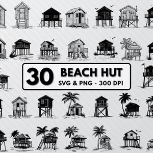 Beach Hut Svg Bundle, Beach Hut Silhouette, Sup Svg Clipart Png Cut File, Beach Hut Cricut, Beach Hut Decal, Beach Hut Outline Vector Design