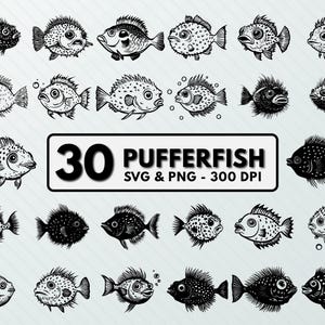 Pufferfish SVG PNG-bundel: Vector Clipart, Cricut Cut-bestand