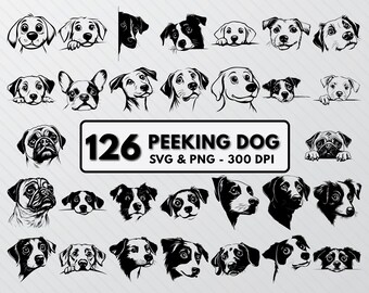 Peeking Dog Breeds SVG Bundle: Clipart Cut Files (PNG, Vector)