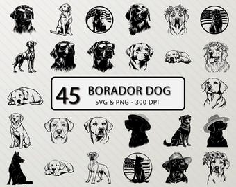 Borador Dog Silhouette: Vector Art, PNG Clipart (Digital Download)