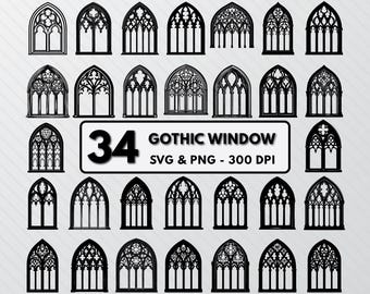 Gothic Window SVG Bundle: Silhouette Cut Files (PNG, Vector)