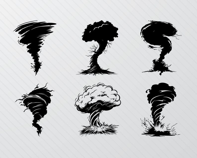 Tornado SVG Cut Files: Cyclone Silhouette Clipart (PNG, Vector) - Etsy