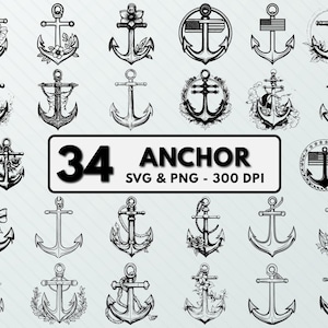 Anchor Svg, Anchor Png, Anchor Clipart, Anchor Silhouette, Anchor Decal, Anchor Vector Art, Anchor Outline, Designs, Cut Files For Circuit