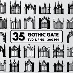 Gothic Gate SVG Bundle: Silhouette Art, Cricut Cut Files