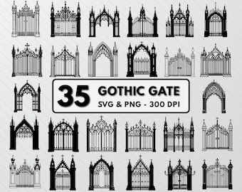 Gothic Gate SVG Bundle: Silhouette Art, Cricut Cut Files