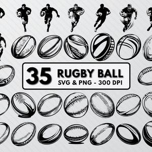 Rugby Ball Silhouette, Rugby Ball Svg Bundle, Rugby Clipart Png, Rugby Player Outline Svg, Rugby Ball Decal, Rugby Vector Art Cut Files Png