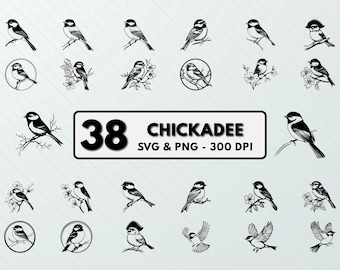 Chickadee SVG PNG Clipart: Bird Silhouette Vector Decal (Cut File)