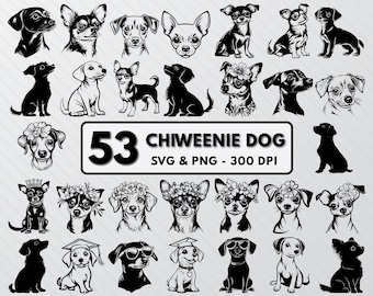 Pacchetto SVG con silhouette di cane Chiweenie: file di taglio Cricut