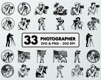 Photographer SVG PNG Clipart: Silhouette Decal, Vector Art (Digital Download)