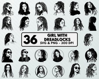 Dreadlocks Silhouette: Vektorgrafik, Clipart (SVG, PNG, Cricut bereit)