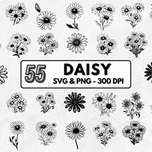 Daisy Silhouette SVG: Floral Clipart, Cut Files (PNG)