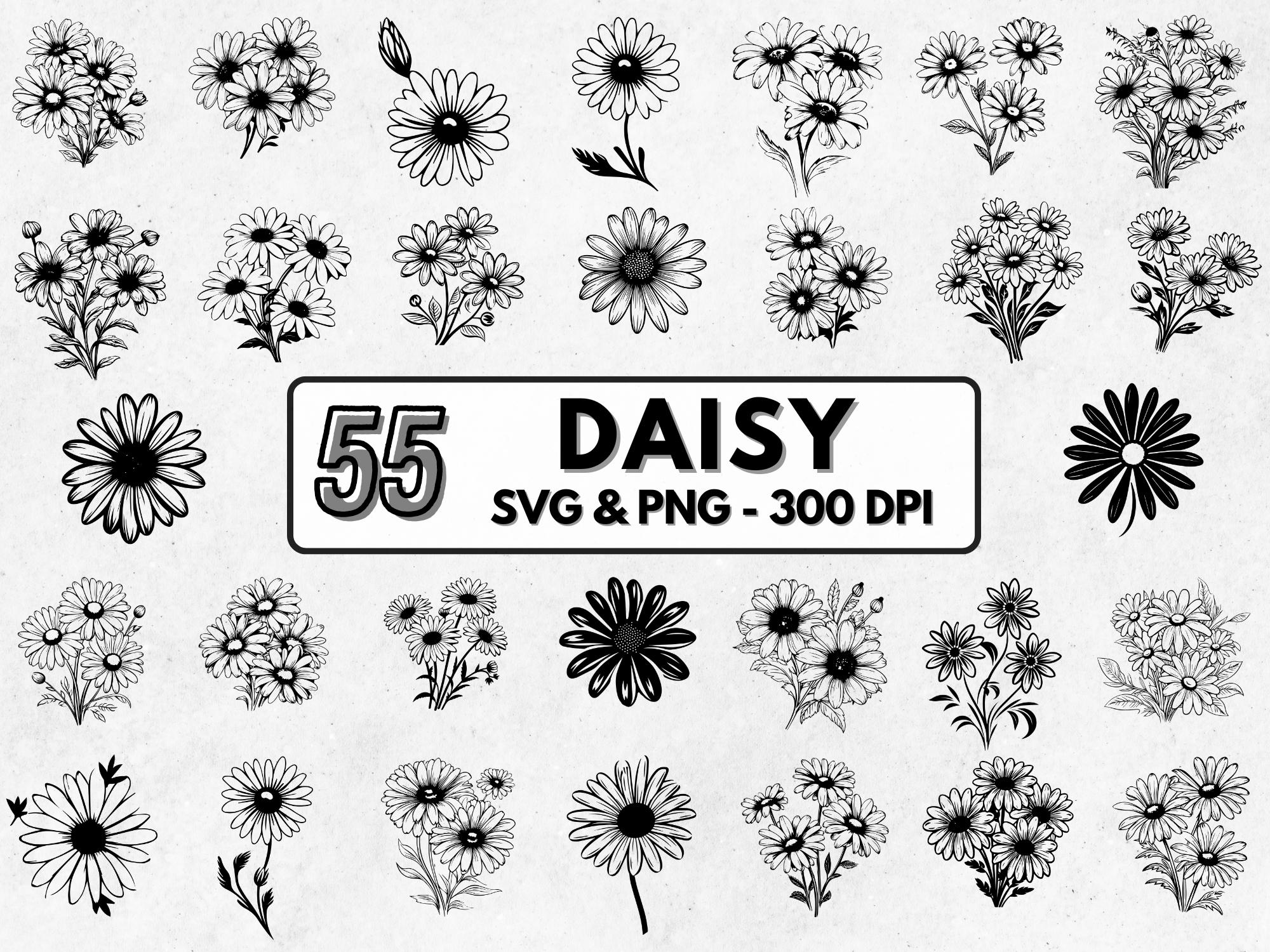 Daisy Silhouette Svg, Daisy Flower Svg, Daisy Decals, Floral Svg, Flower Clipart, Daisy Clipart, Flower Silhouette, Daisy Svg Png Cut Files
