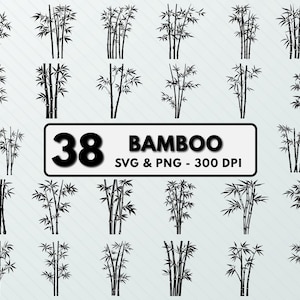Bamboo Silhouette Vector Bundle: Tree Clipart, Decal Cut Files (SVG, PNG)