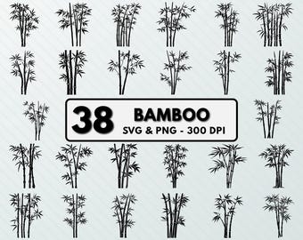 Paquete de siluetas vectoriales de bambú: imágenes prediseñadas de árboles y archivos de calcomanías (SVG, PNG)