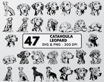 Catahoula Leopard Dog Silhouette Bundle: SVG, PNG, Vector Art