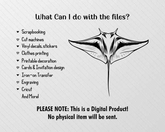Manta Ray SVG Bundle: Silhouette Vector Png, Cricut Decal Cut File